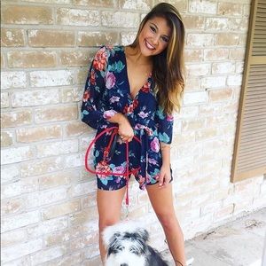 Navy Floral Romper